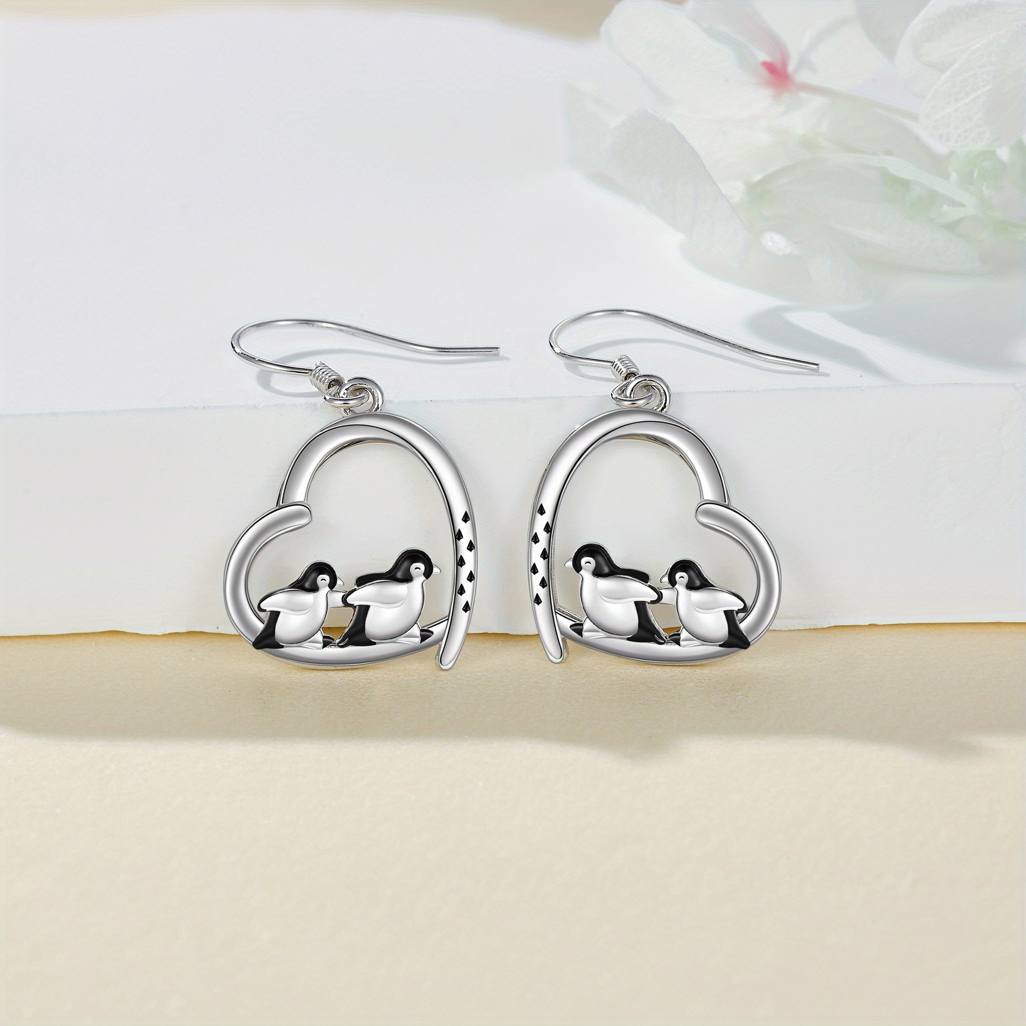 Women's Sterling Silver Penguin Dangle Drop Earrings